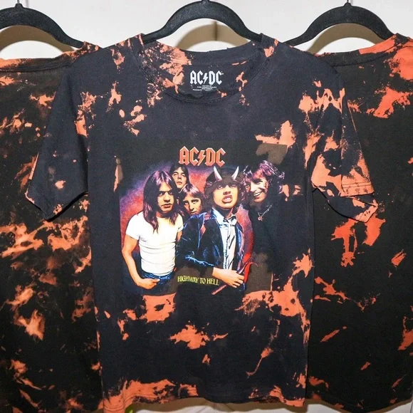 Unisex AC/DC Hand-Dyed & Distressed T - Picture 2 of 3